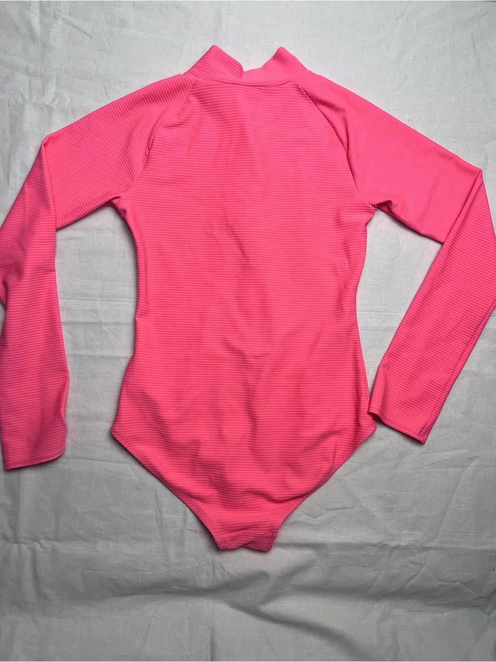 GAP Pink Long-Sleeve Ribbed Zip-Front One-Piece